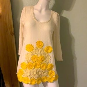 Free People Folk Boho Embroidered Hippie Floral Festival Concert Oversiz…